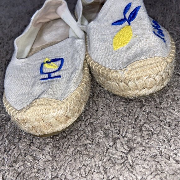 Soludos Le Citron Lemon Limoncello Embroidered Canvas Espadrilles Shoes Size 9 - Picture 2 of 7